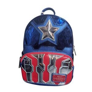 Loungefly Marvel Shine Captain America Infinity Saga Mini Backpack Bag NWT